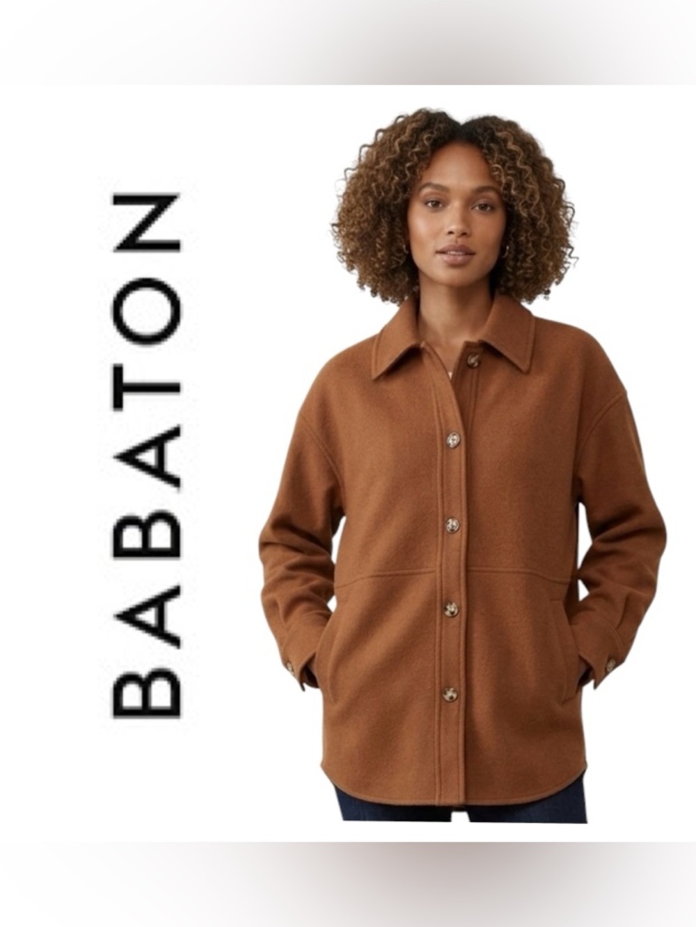 Babaton Camel Pelli Wool blend Oversized Jacket
